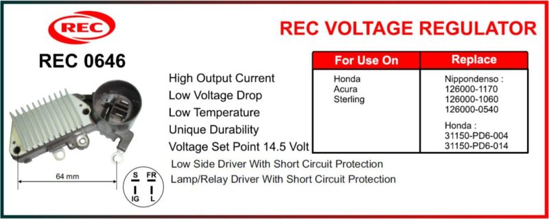 Tiết chế máy phát điện HONDA, ACURA, STERLING 12V, 126000-1170, 126000-1060, 126000-0540, 31150PD6-004, 311150PD6-014