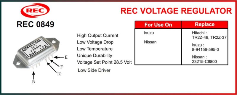 Tiết chế chỉnh lưu máy phát điện ISUZU, NISSAN 24V, TR2Z-49, TR2Z-37, 8-94156-595-0, 23215-C6800