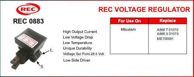 Tiết chế máy phát điện MITSUBISHI 24V, A866T01070, A866X01070, ME700091