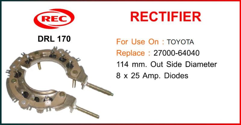 Điốt máy phát điện TOYOTA, 8 x 25 Amp, 27000-64040