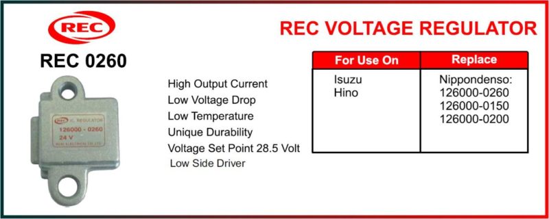 Tiết chế máy phát điện ISUZU, HINO 24V, 126000-0260, 126000-0150, 126000-0200